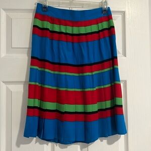Vintage Pleated Silk Striped Skirt